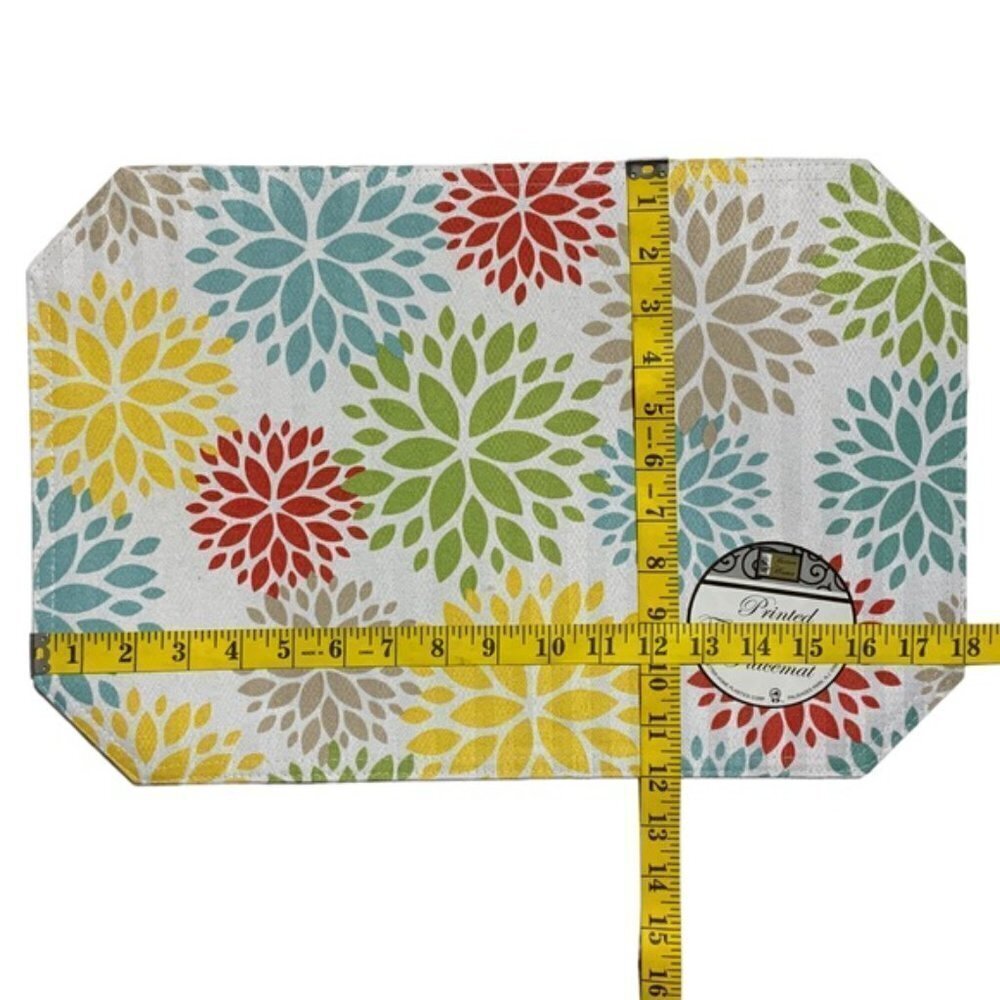 Placemats Printed Fabric Damask Reversible Flower Power 12 X 18 in Set of 4 - Picture 8 of 10